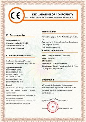 China Zhangjiagang Ruixin Medical Equipment Co., Ltd. certification